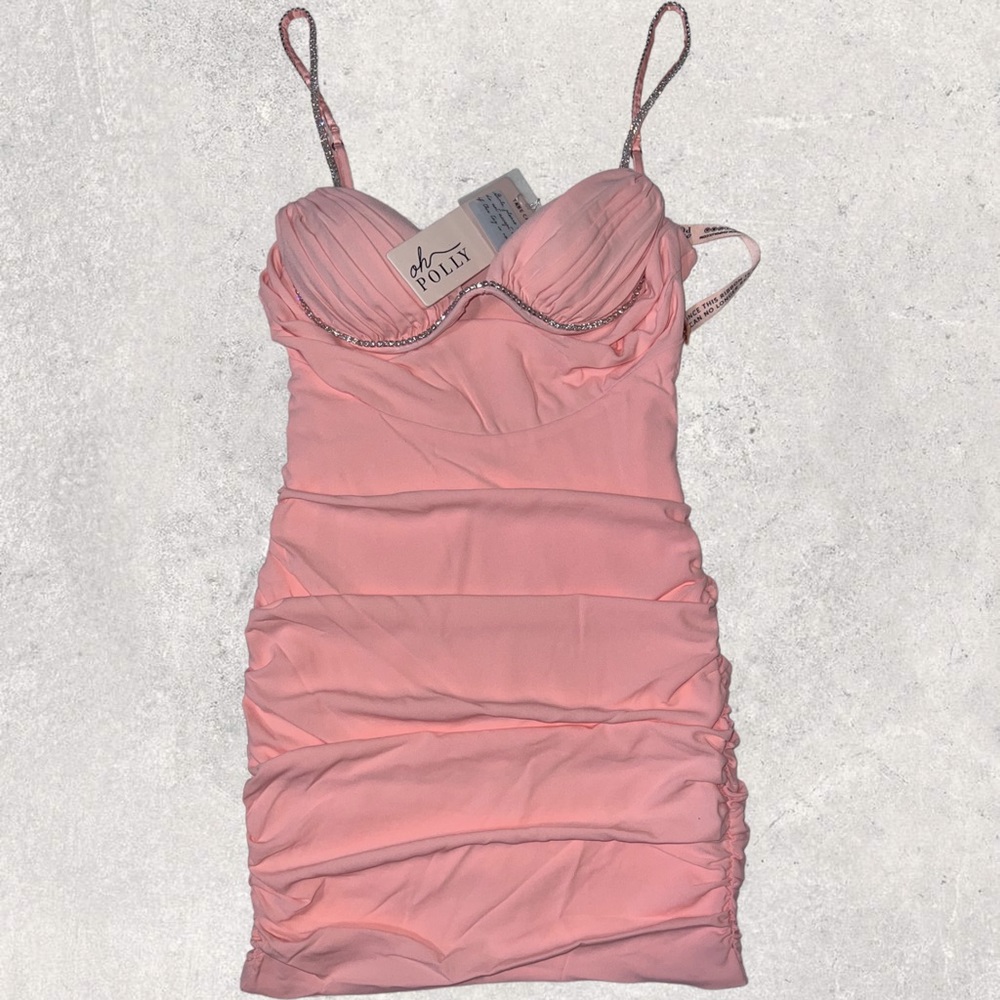 ELZA
Cowl Neck Cut Out Mini Dress in Blush - Size 0